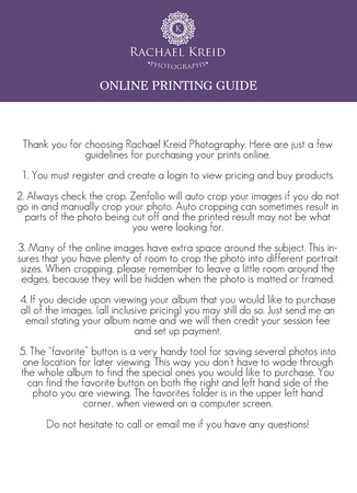 Rachael Online Printing Guide